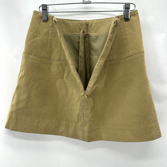 NWT Free People Modern Femme Vegan Leather Mini Skirt Size 4 Green Preppy Boho - Picture 4 of 10